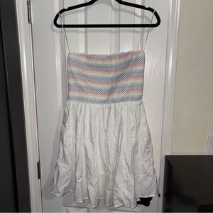 Abercrombie & Fitch Strapless Dress - White and Pastel Stripes